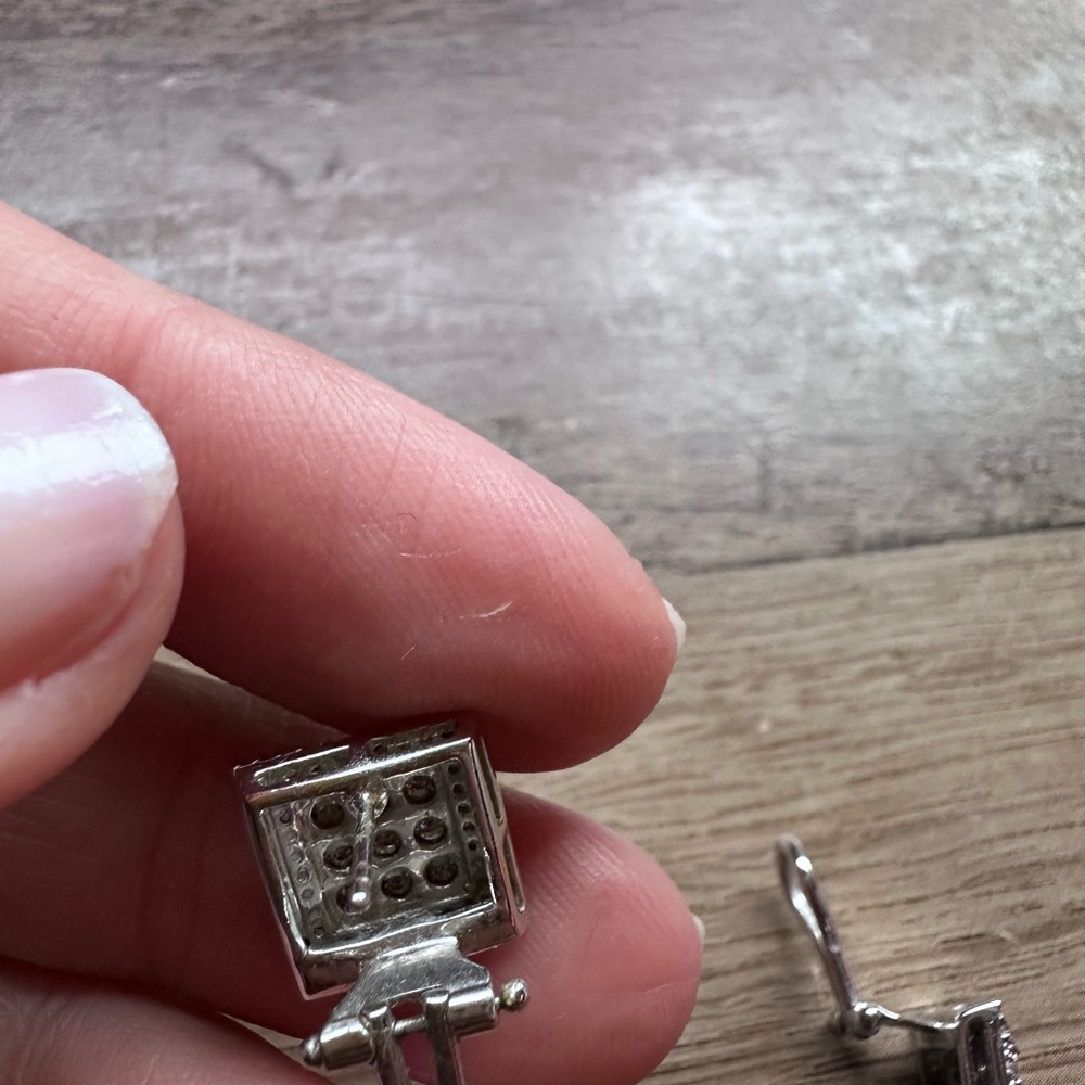 Square Diamond Pave Earrings - Picture 4 of 8